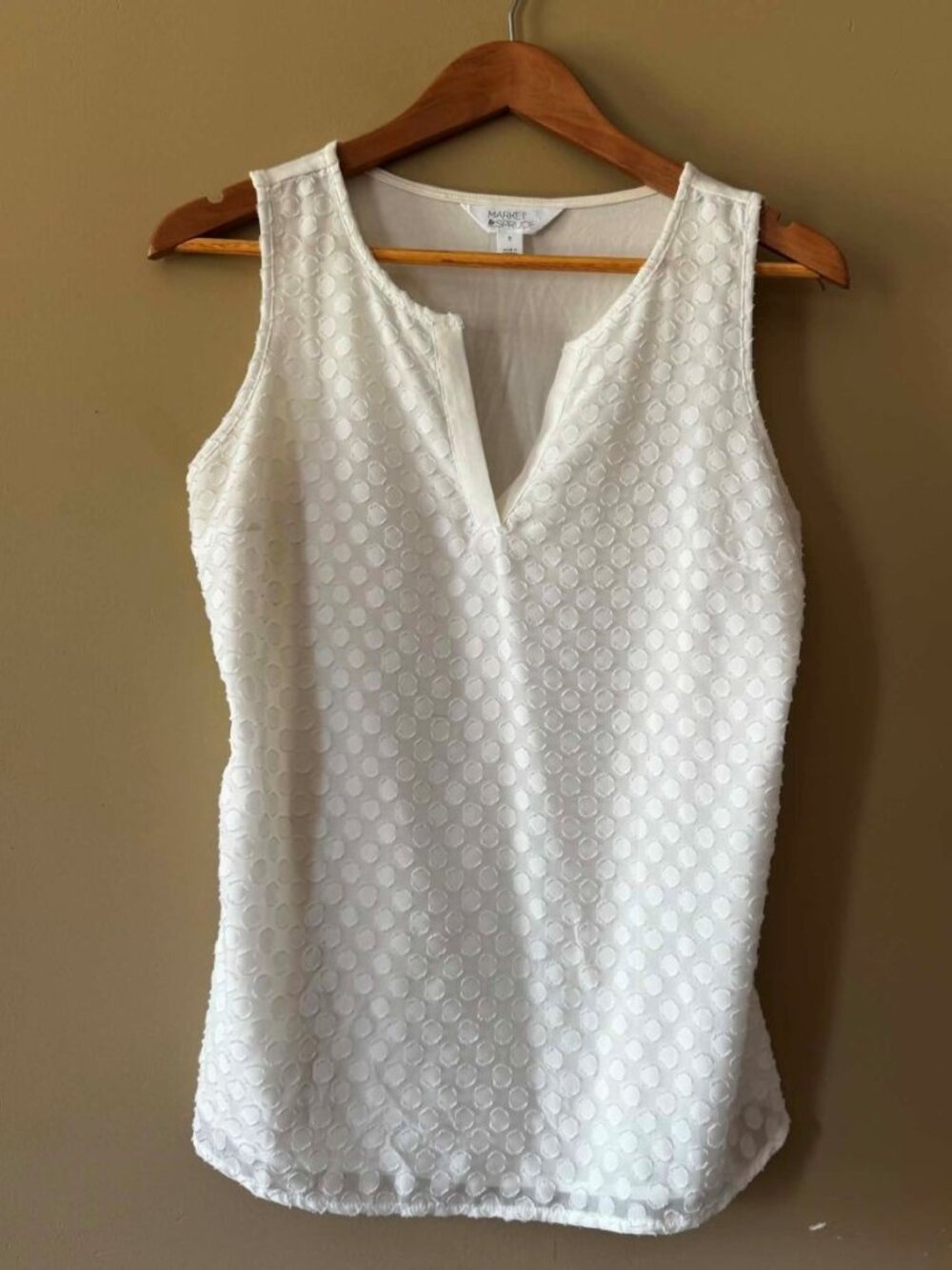 Market and Spruce Cream Top Polka Dot Detail